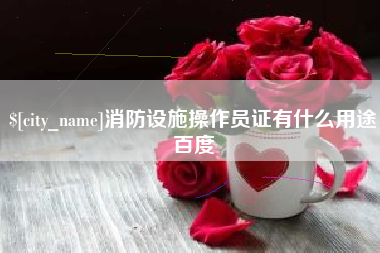 广水消防设施操作员证有什么用途百度