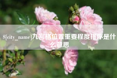 广水九宫格位置重要程度排序是什么意思