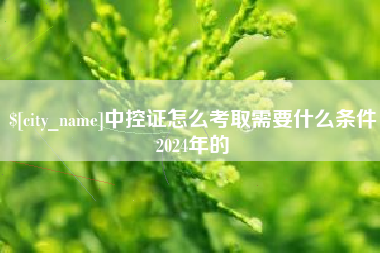 广水中控证怎么考取需要什么条件2024年的